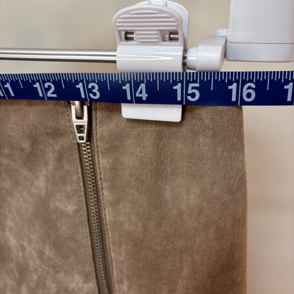 Blank NYC Asymmetrical Leather Mini Skirt - neutral brown zipper detail - Picture 7 of 10